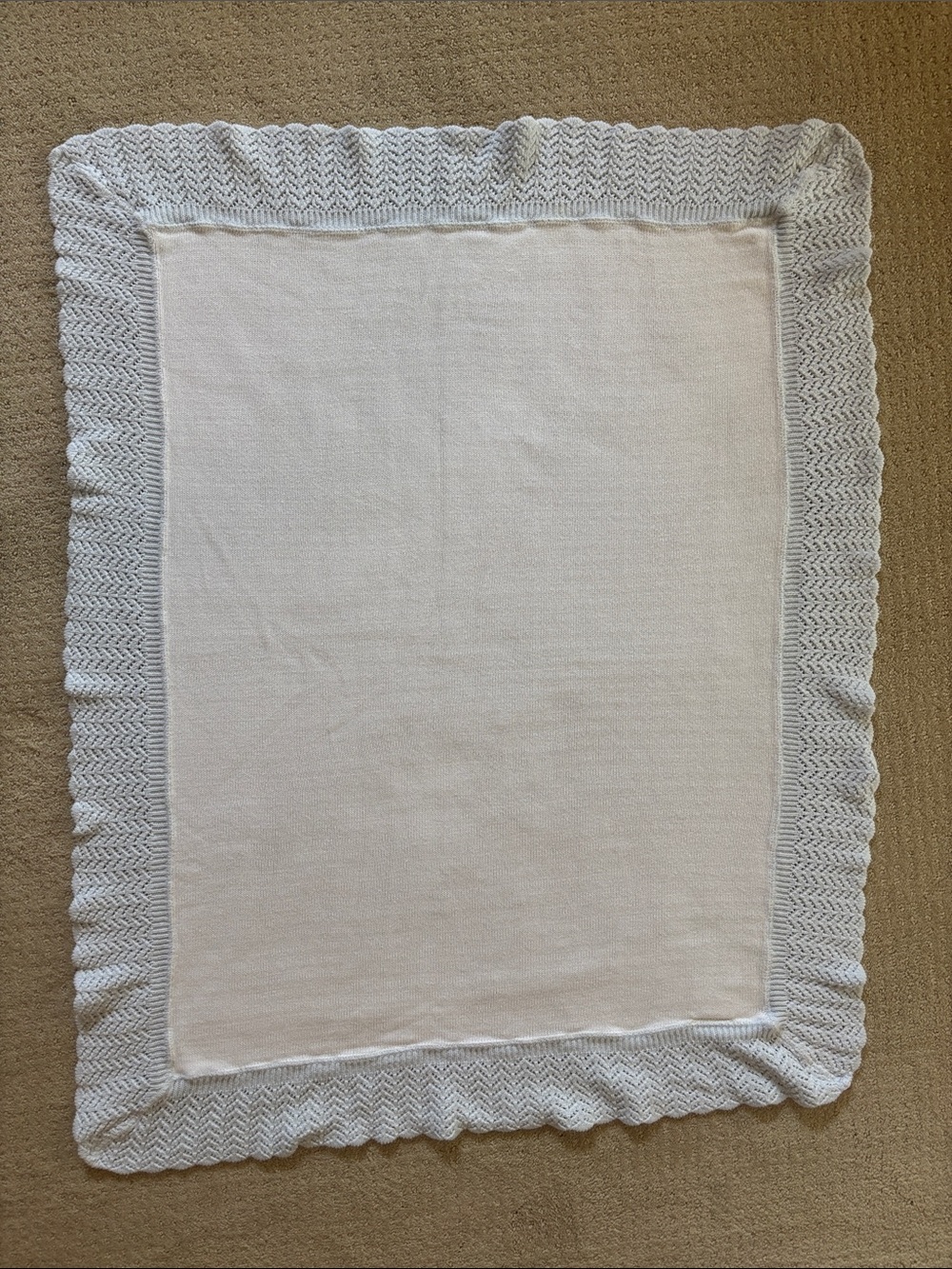Peacock Alley White/Cream Knit Border Throw Blanket